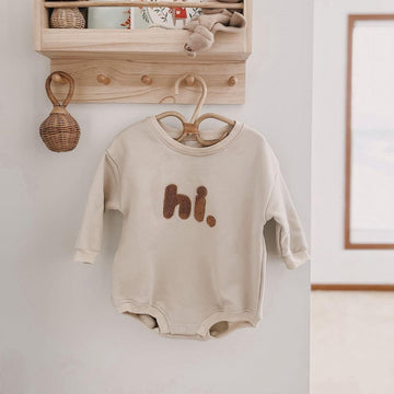 Long Sleeve Letter Embroidery Casual Bodysuit