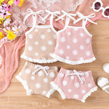 Waffle Two-piece Baby Triangle Shorts Suit